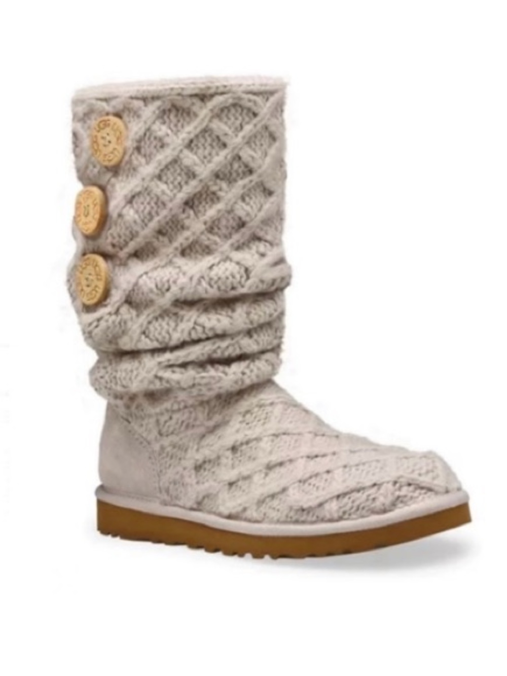 UGG Classic Cardy Tall Knit Cream Boots | 7